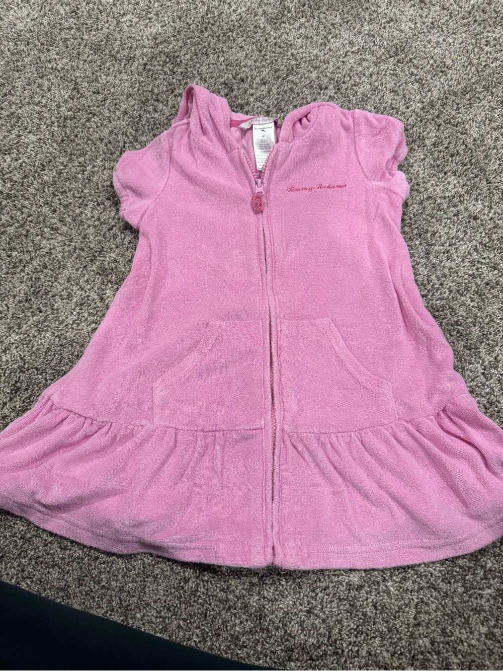 Tommy Bahama Pink Hooded Terry Zip Dress